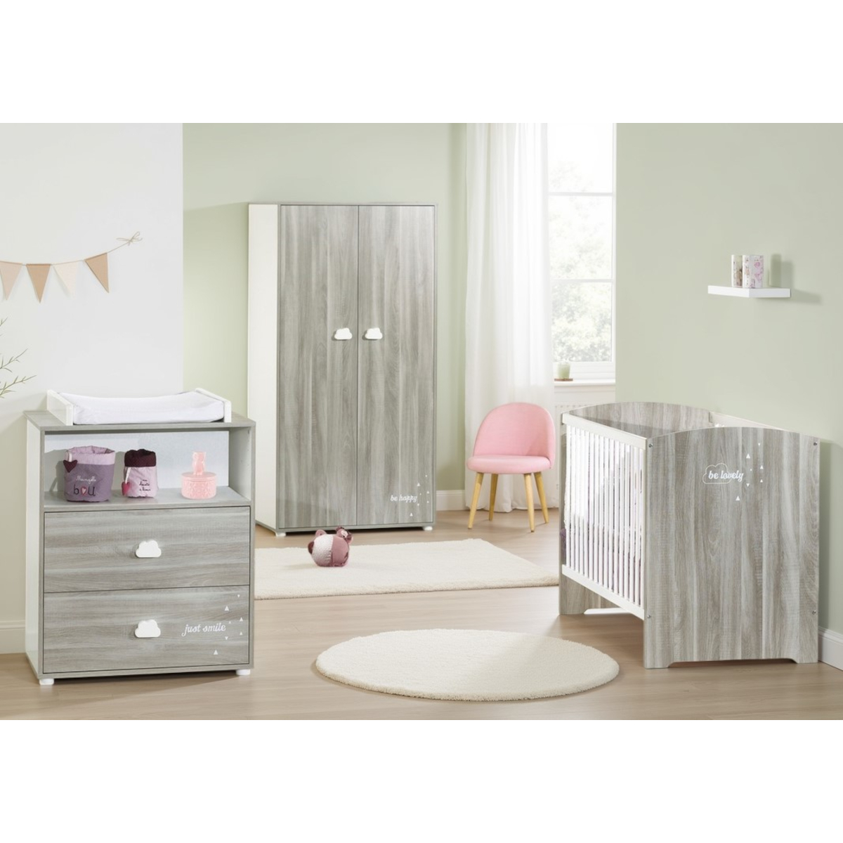 Armoire 2 portes en bois gris, BABY PRICE