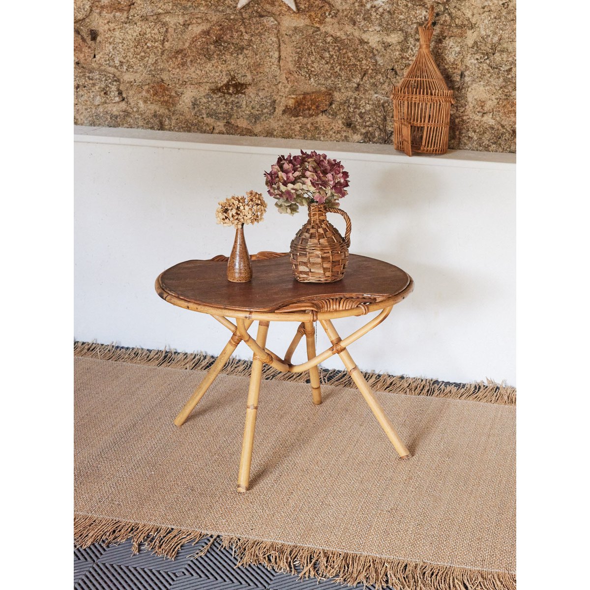 Table basse en rotin Léonie N°817 - Bon état bois clair, DEBONGOUT