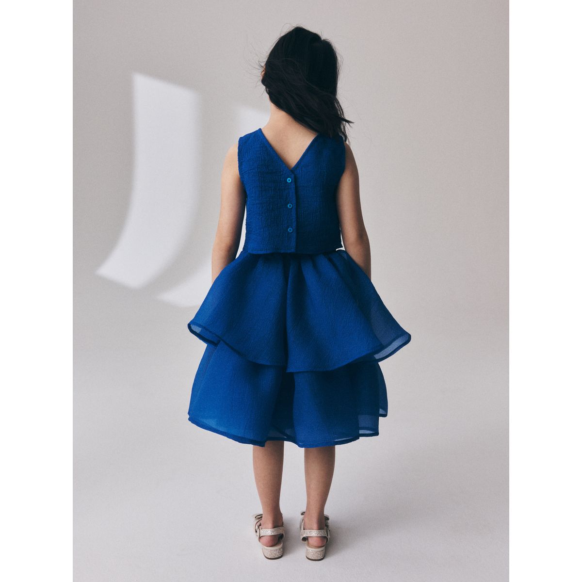 Ensemble jupe à volants et chemisier bleu cobalt, NEXT