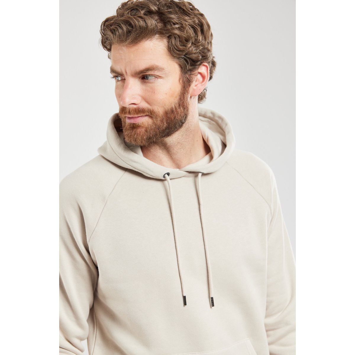 Sweat à capuche en coton bio TRISTANO argile, BERMUDES
