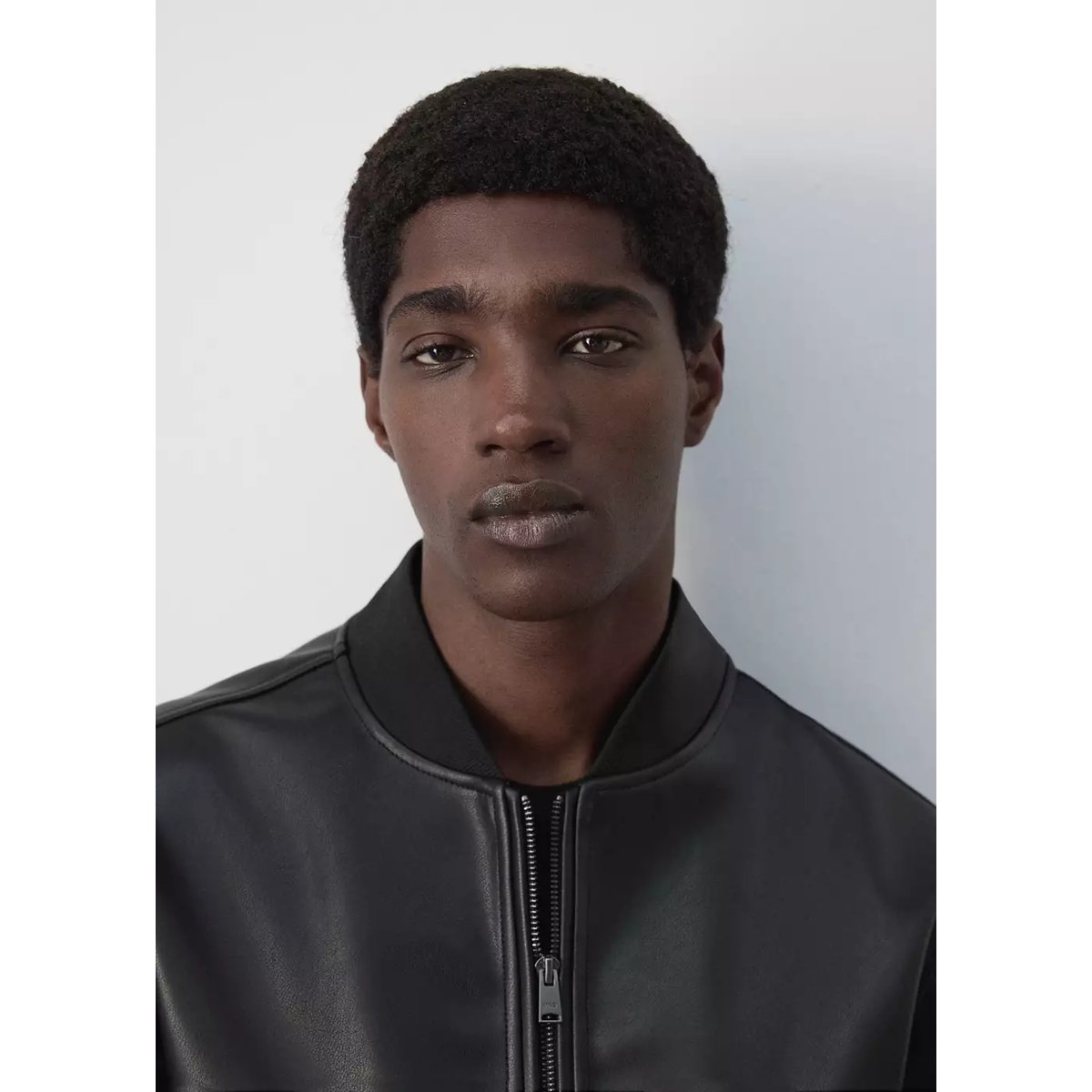 Blouson bomber simili-cuir noir, MANGO MAN