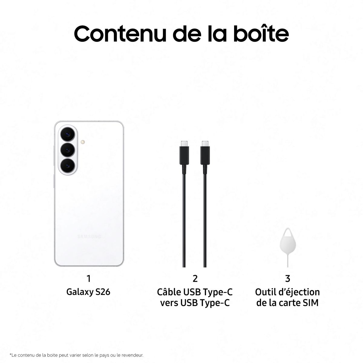 Smartphone Galaxy S26 Blanc 256Go couleur unique, SAMSUNG