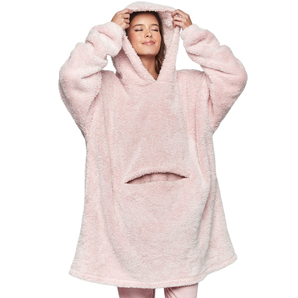Ensemble sweatshirt poncho à capuche et coussin PC1 STYLE ADD rose, SELMARK