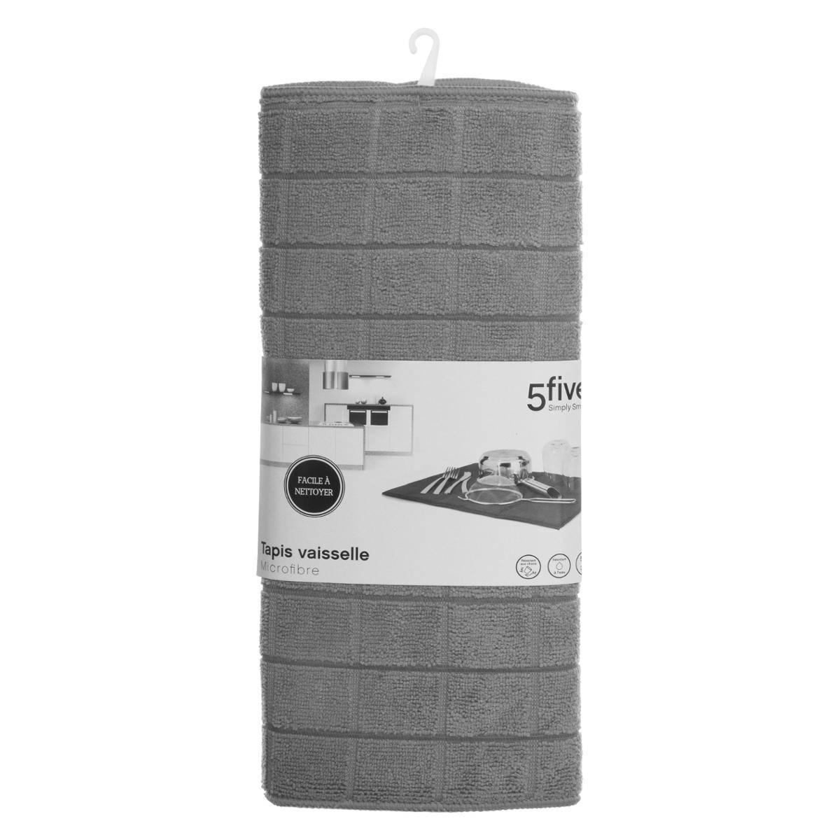 Tapis de vaisselle en microfibre absorbant ESSENTIELS gris, 5FIVE SIMPLY SMART