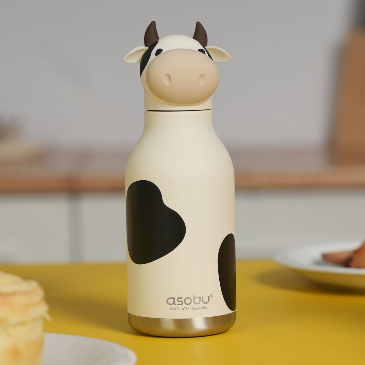 Gourde isotherme Bestie ecru, noir, ASOBU
