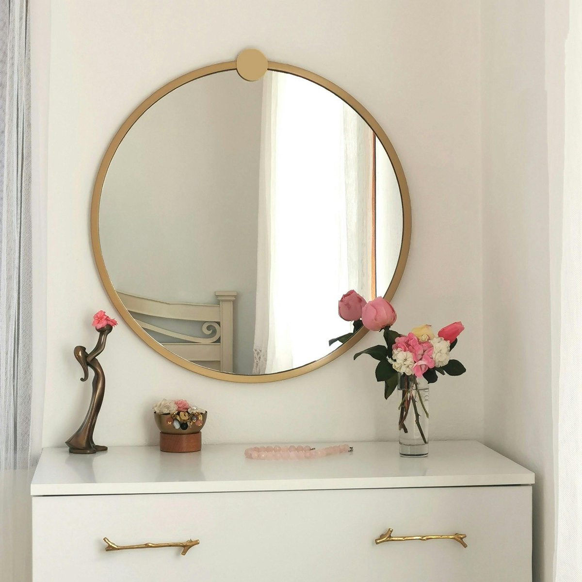 Miroir de salle de bains doré Ø60 cm - style moderne CODY doré, PIER IMPORT