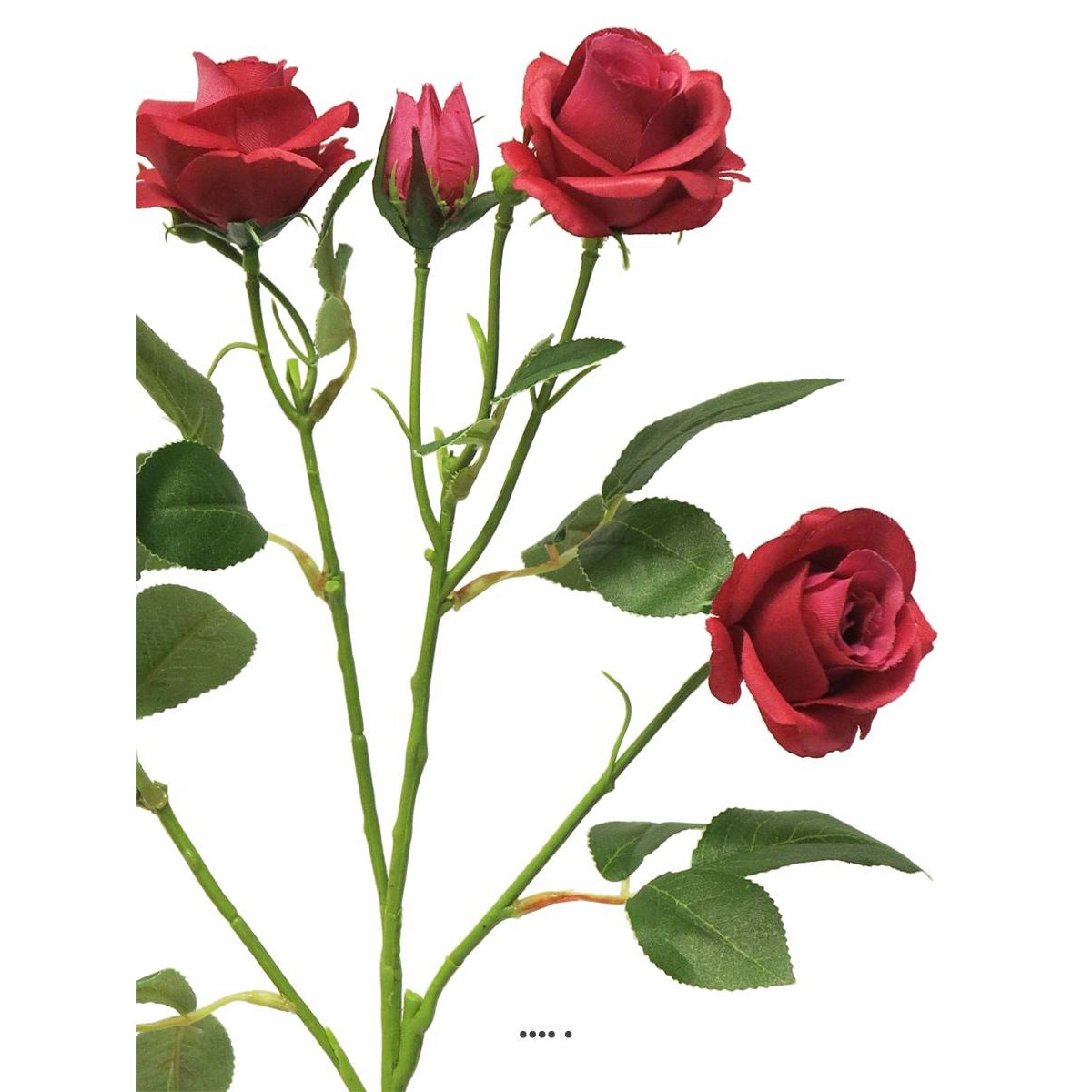 Branche de Rosier artificielle, 4 ramures rouge, ARTIFICIELLES