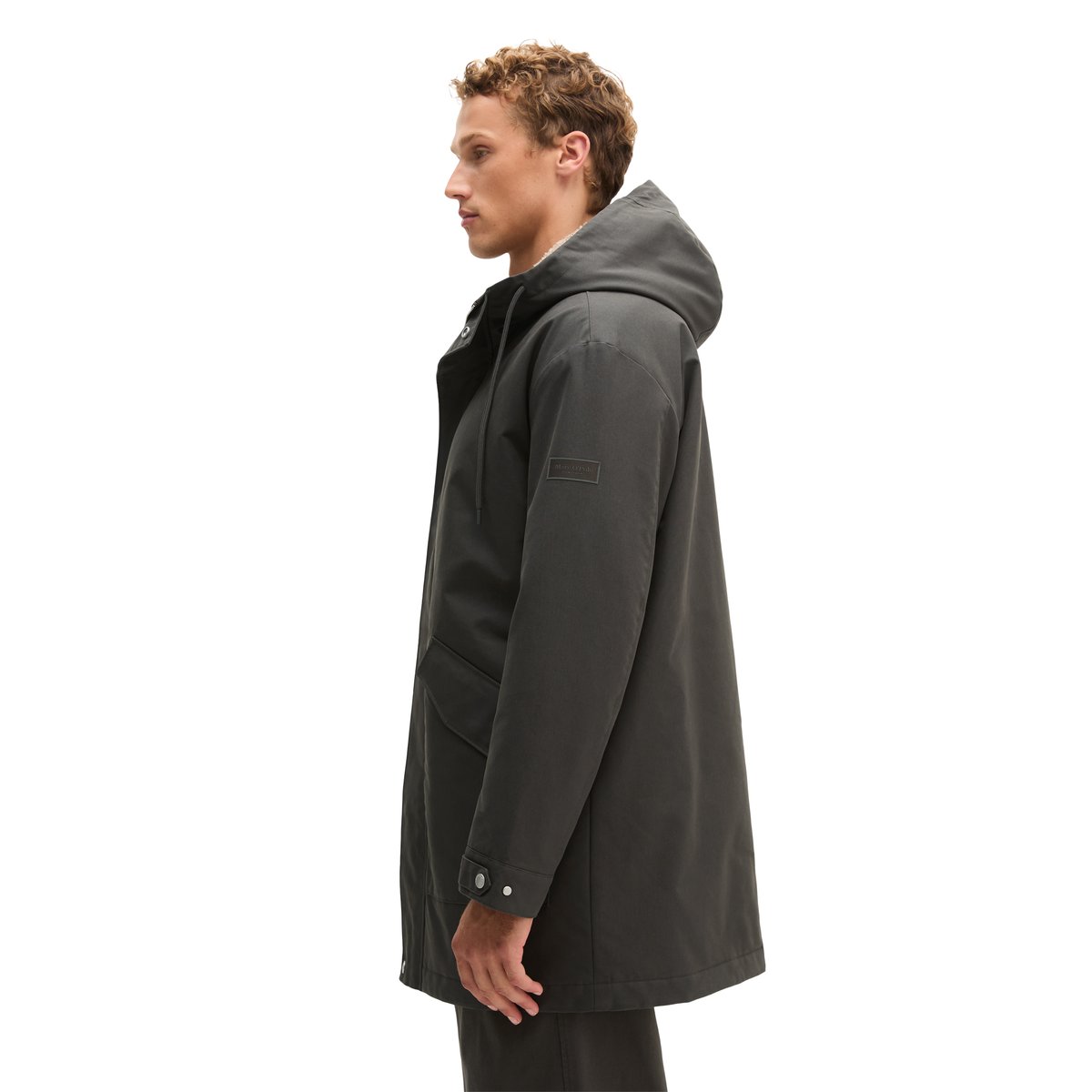 Veste à capuche en toile, coupe regular avec doublure en peluche et rembourrage en Unifi REPREVE® noir, MARC O'POLO