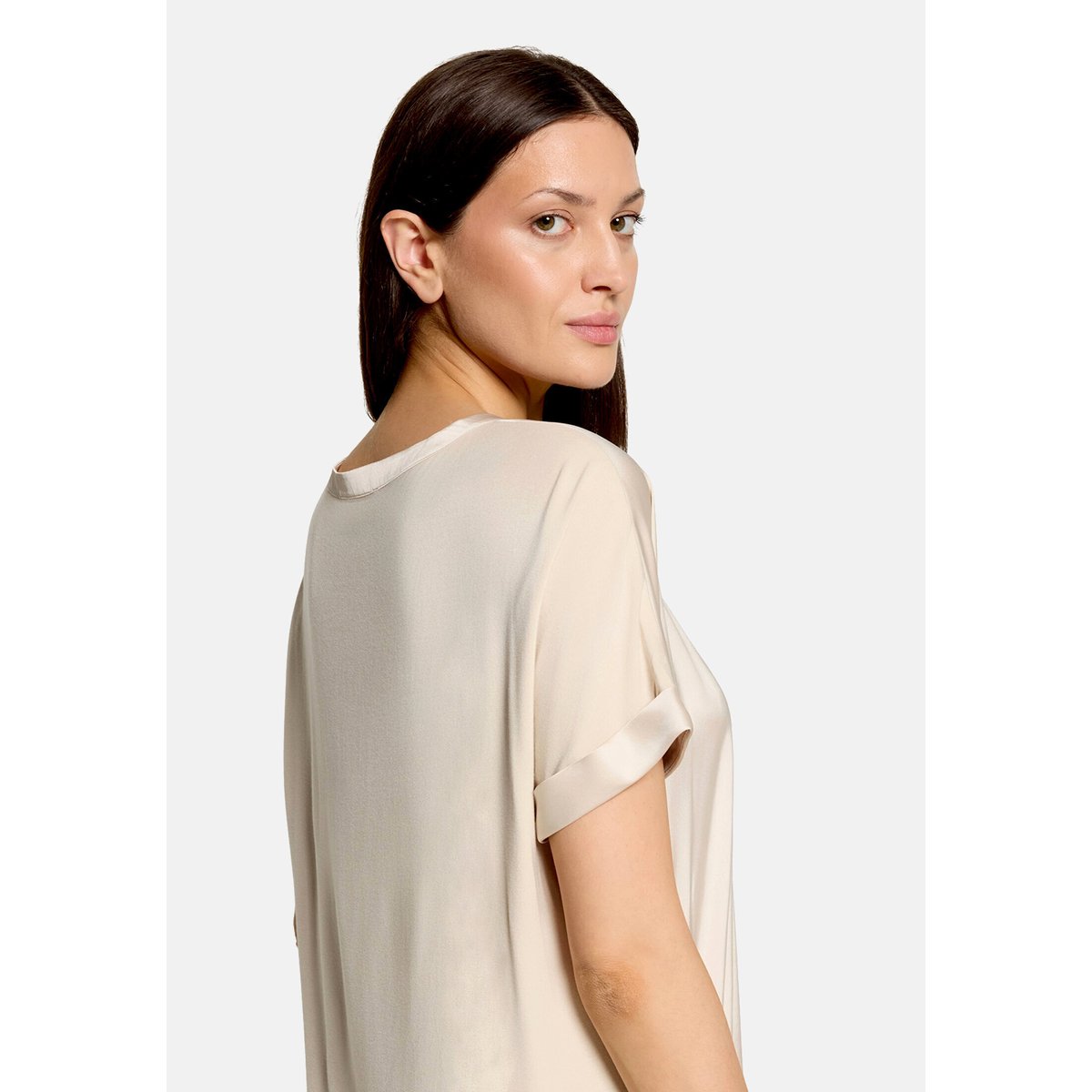 T-shirt façon blouse à revers au bas des manches gris, BETTY BARCLAY