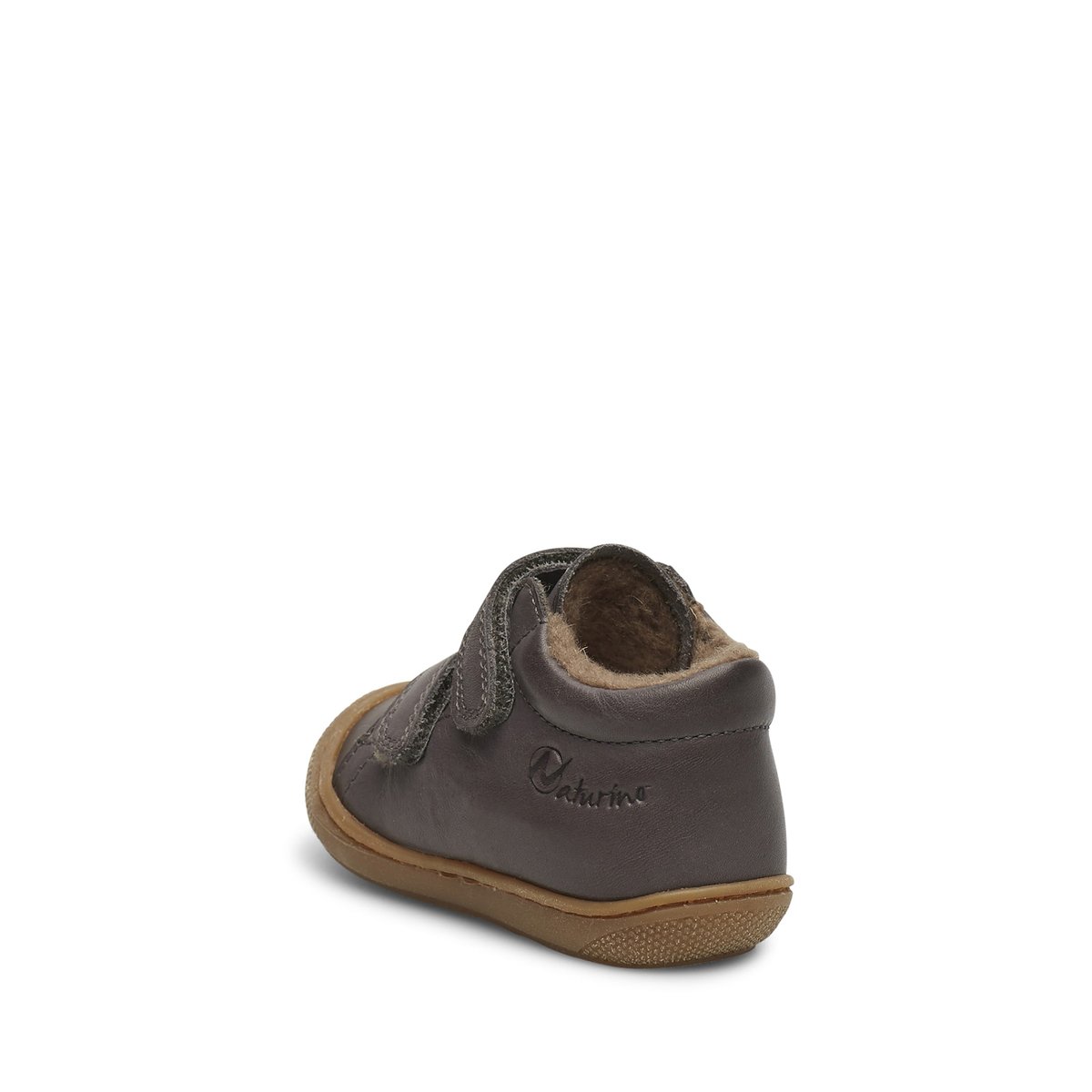 Chaussures premiers pas en cuir doublés en laine COCOON VL anthracite, NATURINO
