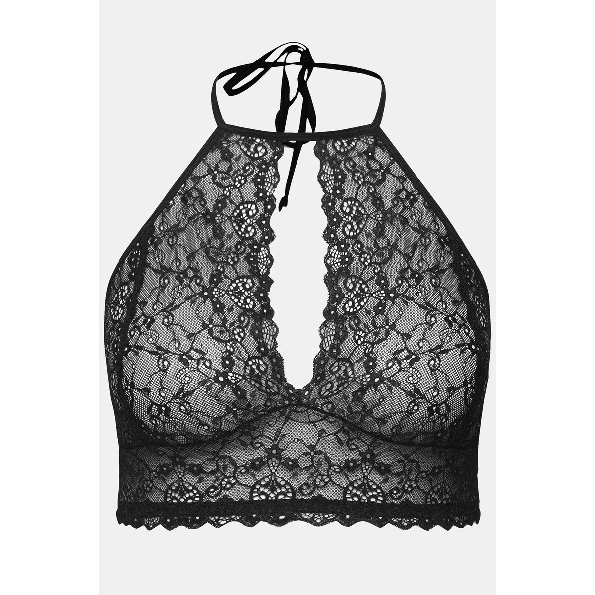 Bralette en dentelle, lacée dans la nuque noir, ULLA POPKEN