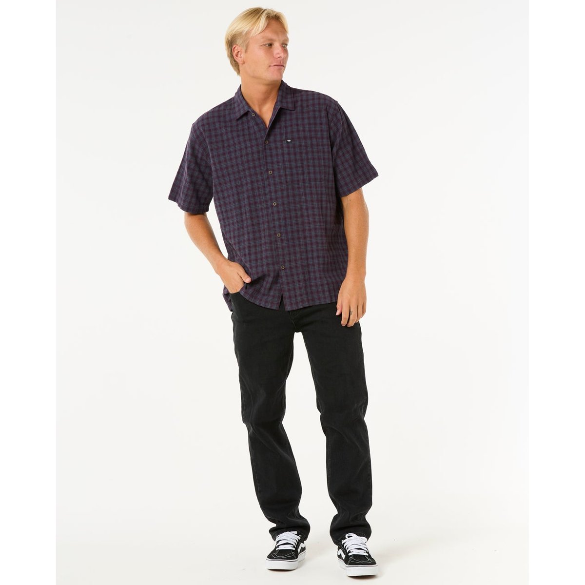 Chemise CLASSIC SURF CHECK S/S SHIRT pine night, RIP CURL
