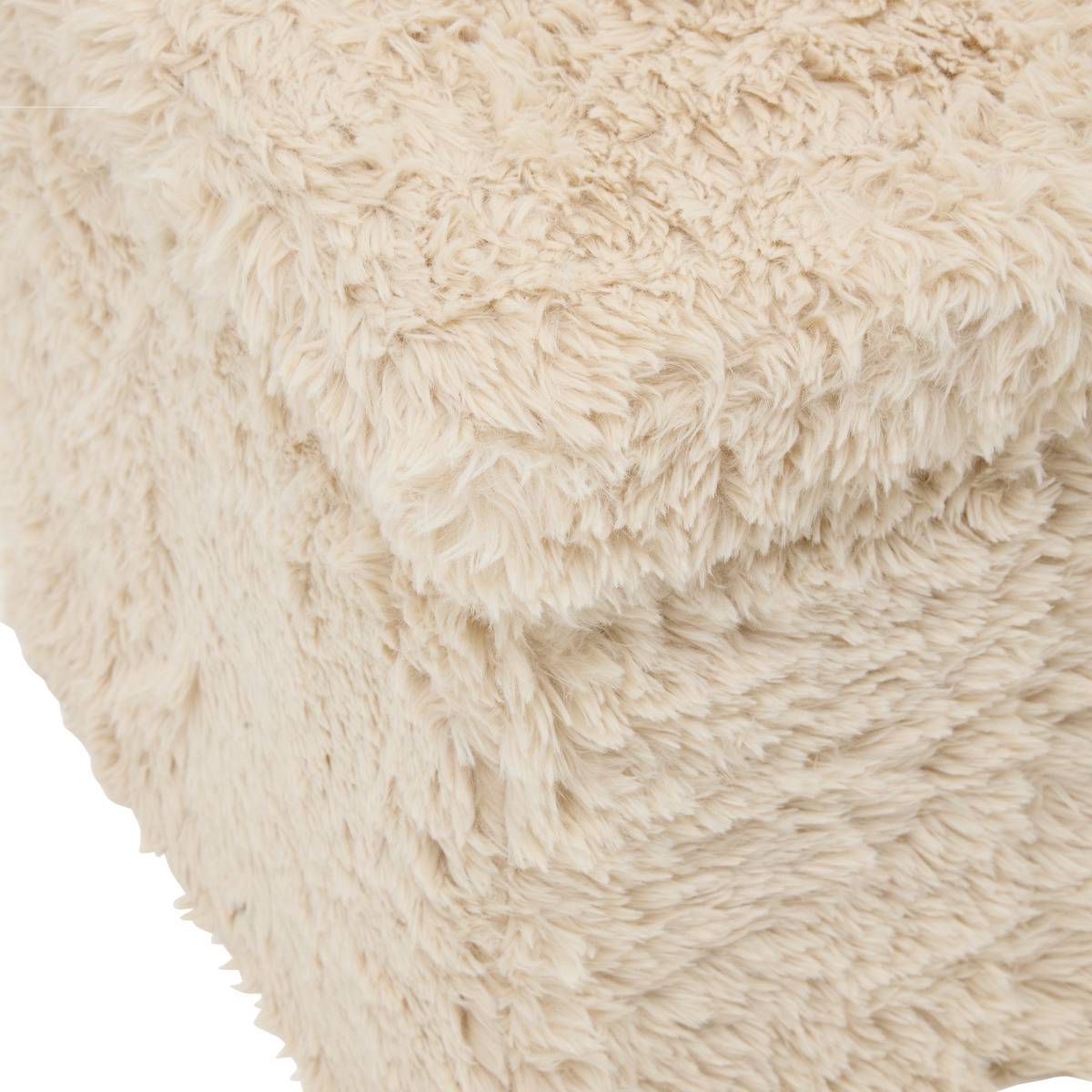Pouf carré pliable avec rangement DUVIA beige, ATMOSPHERA
