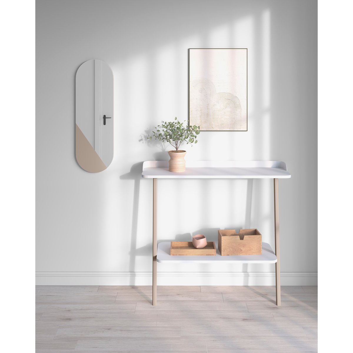 Miroir en hêtre à suspendre, AIRE taupe, HERDASA