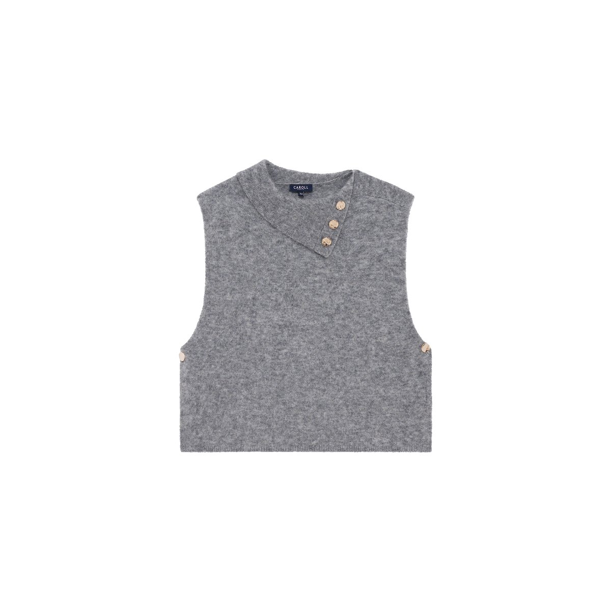 Poncho court asymétrique alpaga HOANY gris, CAROLL