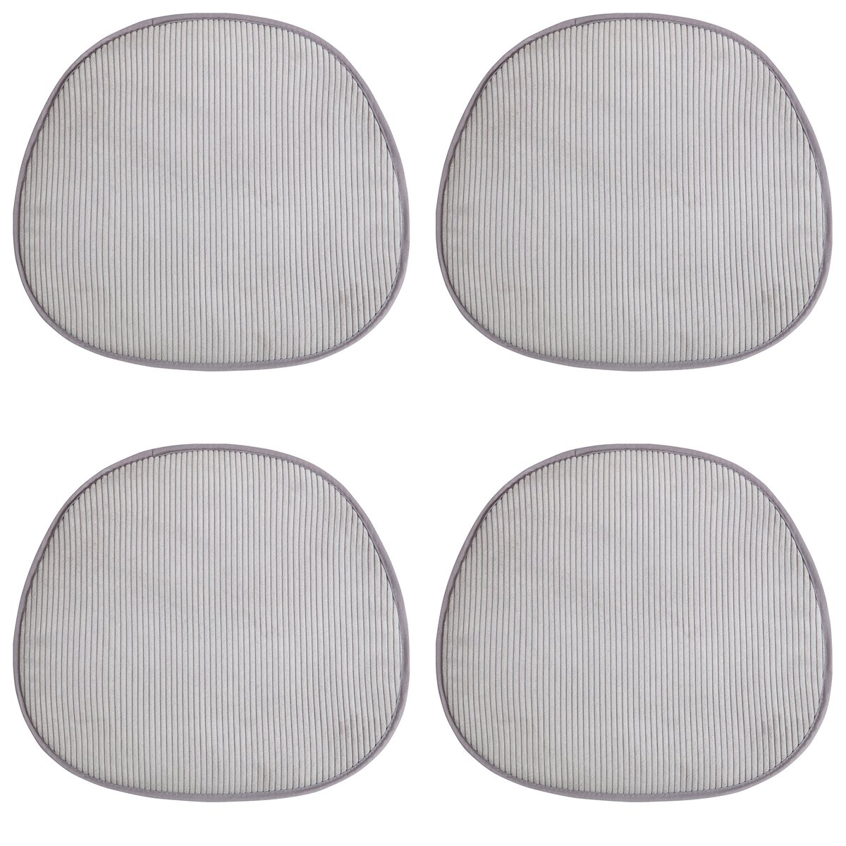 Galettes de chaise velours INGA-lot de 4 gris clair, MAGMA HEIMTEX