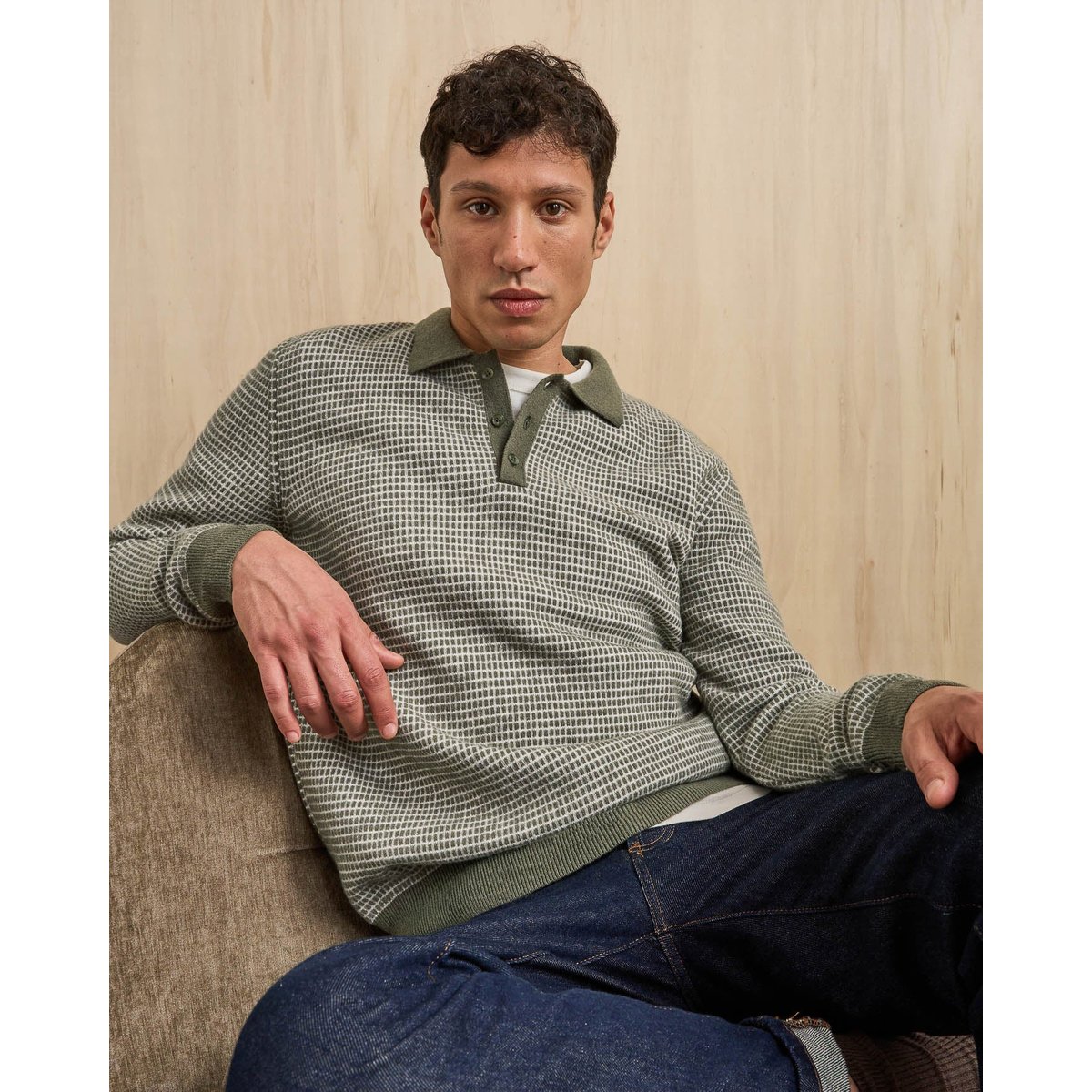 Pull laine AULNAY vert foncé, FAGUO