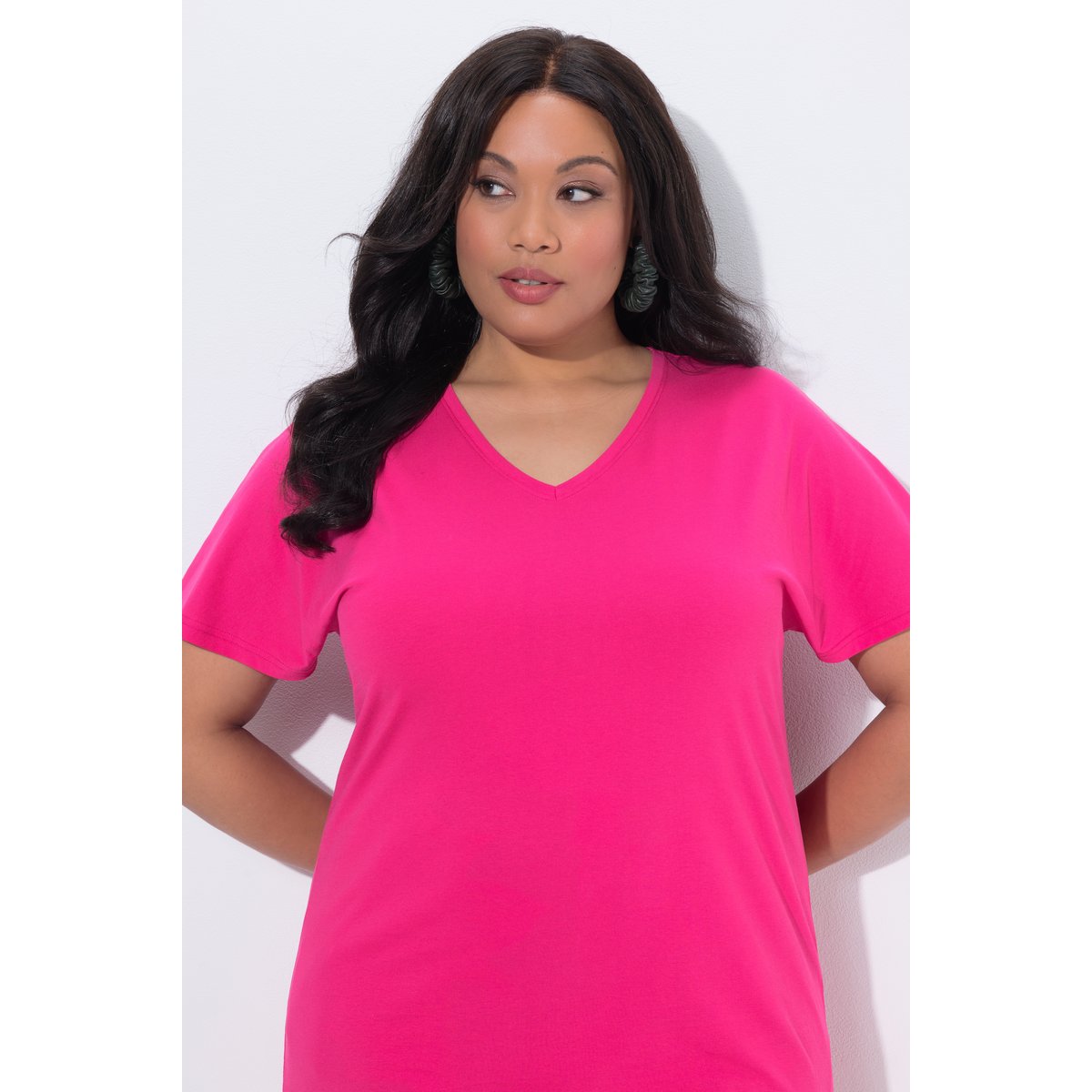 T-shirt long rose vif, ULLA POPKEN