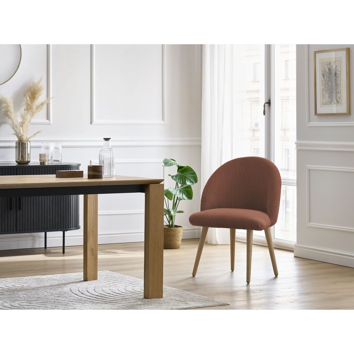 Lot de 4 chaises velours côtelé, LALIE multicolore 2, BOBOCHIC