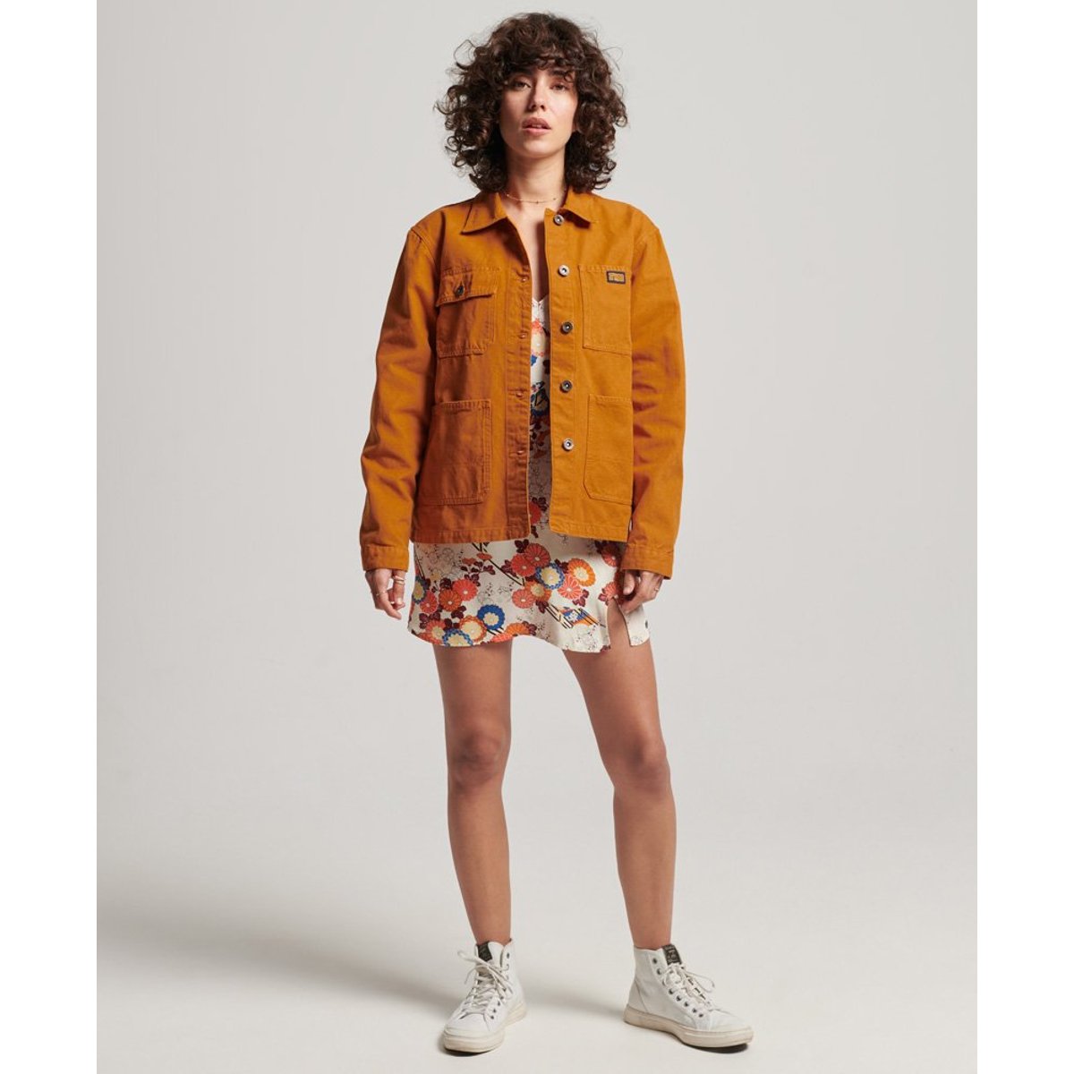 Veste Vintage Chore en coton bio marron citrouille épicée, SUPERDRY