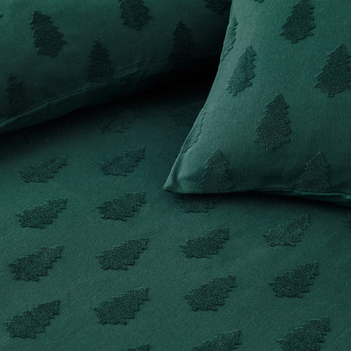 Tufted Tree 100% Cotton Duvet Cover and Pillowcase Set pine green, FURN.