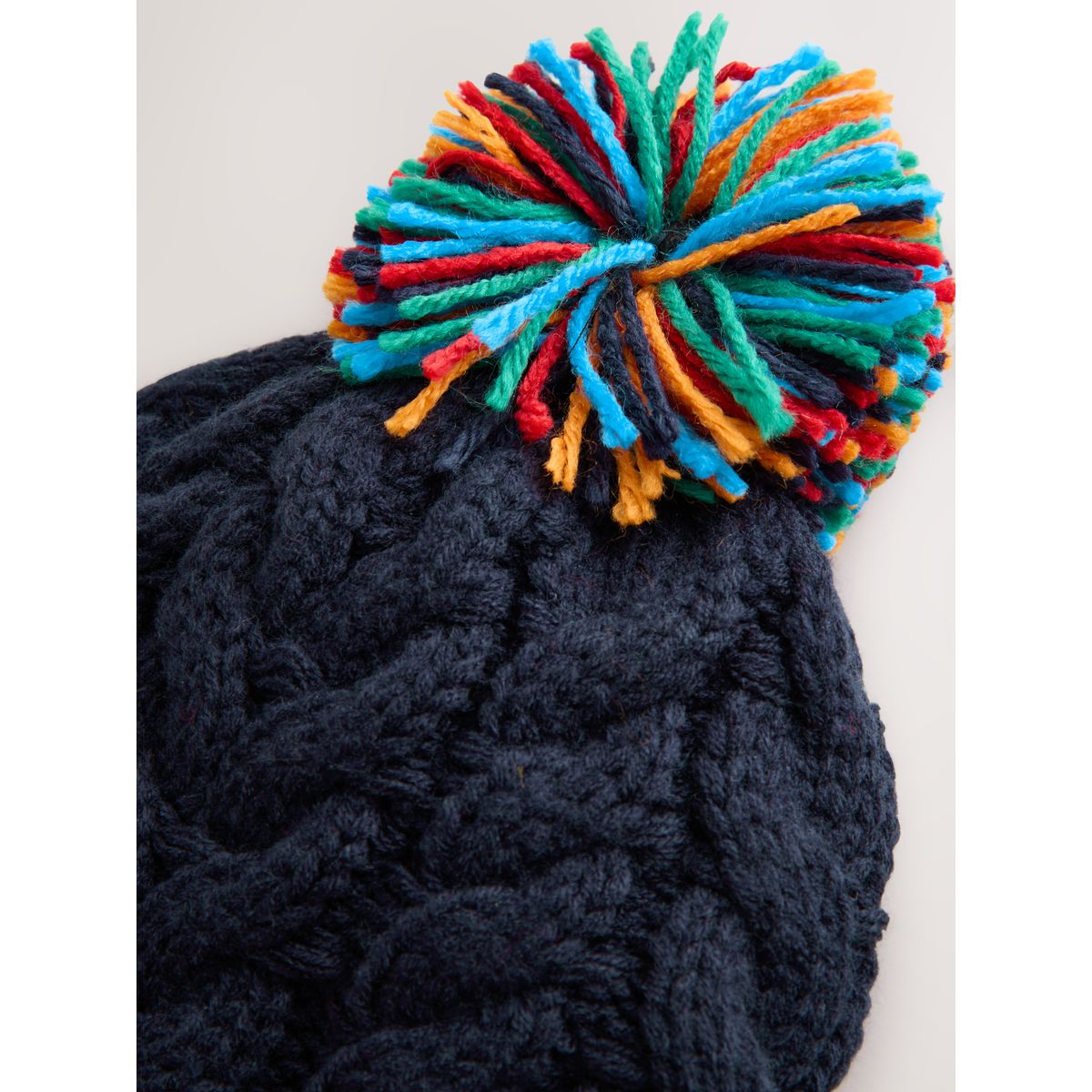 Bonnet, écharpe et gants, 3 pièces bleu marine avec côtes arc-en-ciel, NEXT