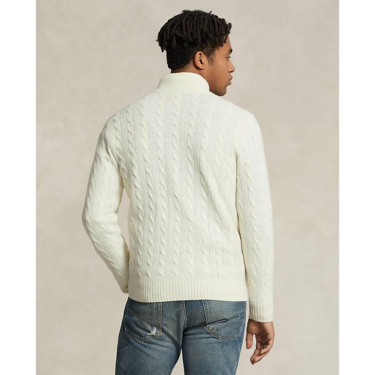 Cable Knit Jumper in Wool and Cashmere ecru , POLO RALPH LAUREN