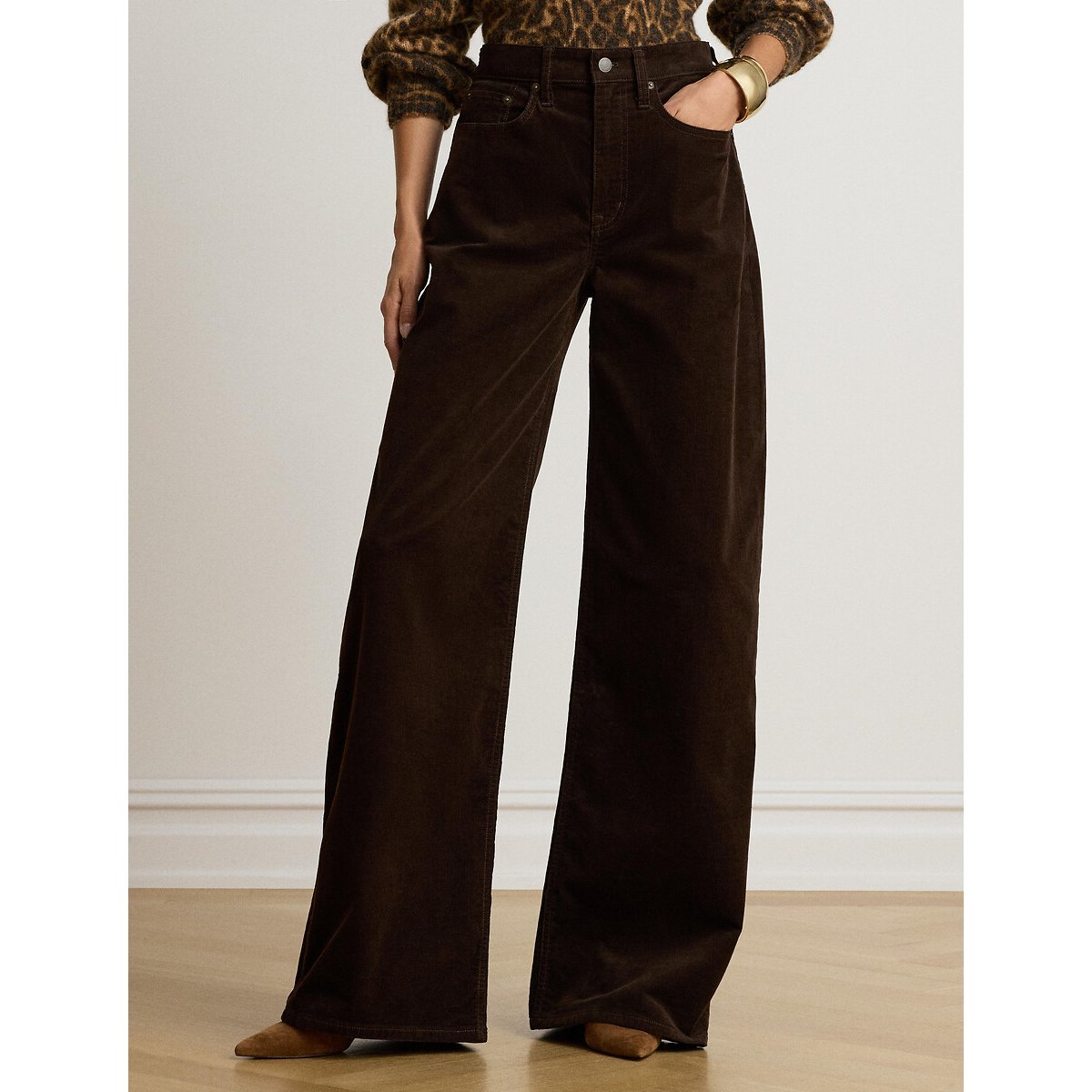 Pantalon large en velours côtelé marron, LAUREN RALPH LAUREN