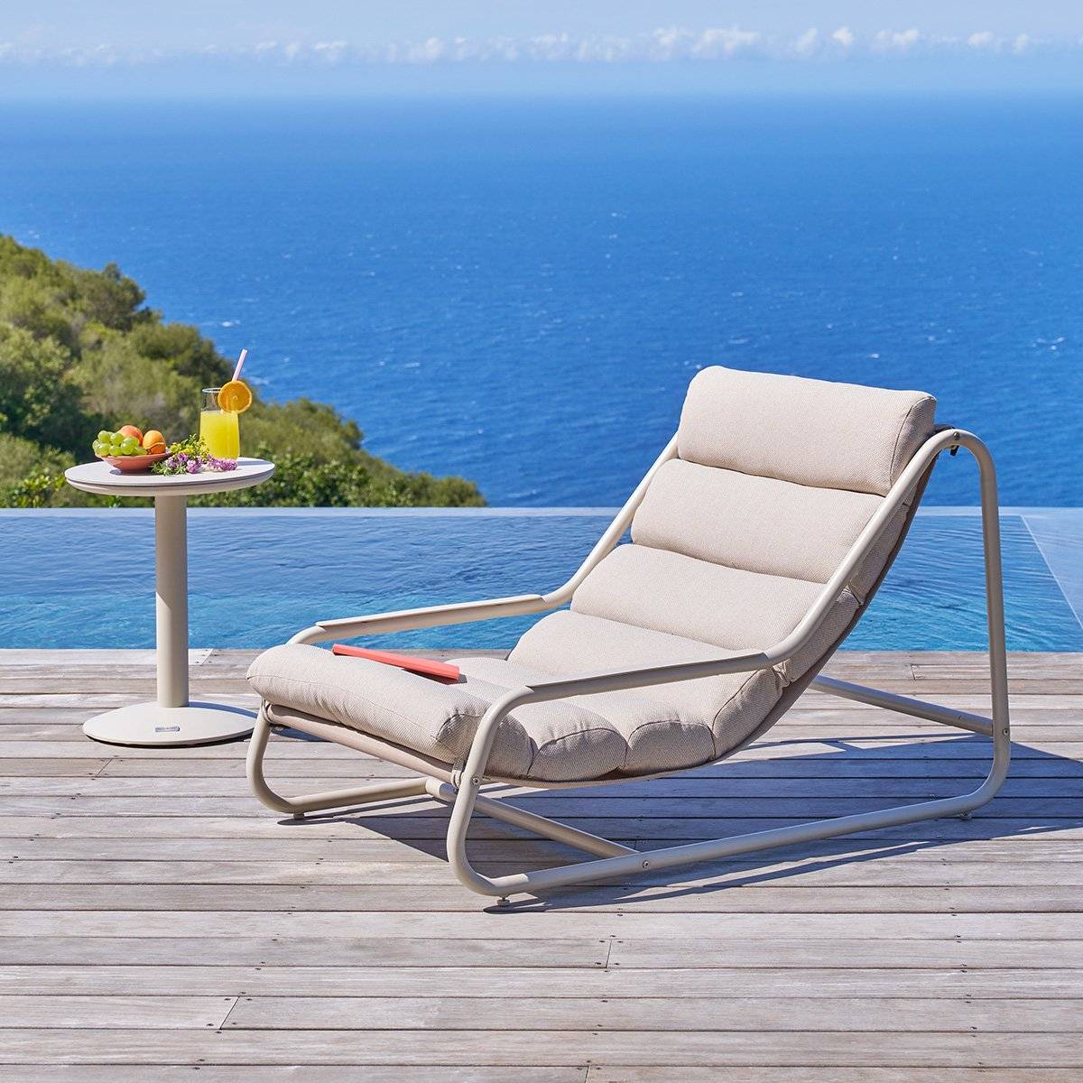 Fauteuil relax de jardin en acier CELESTAM argile, HESPERIDE