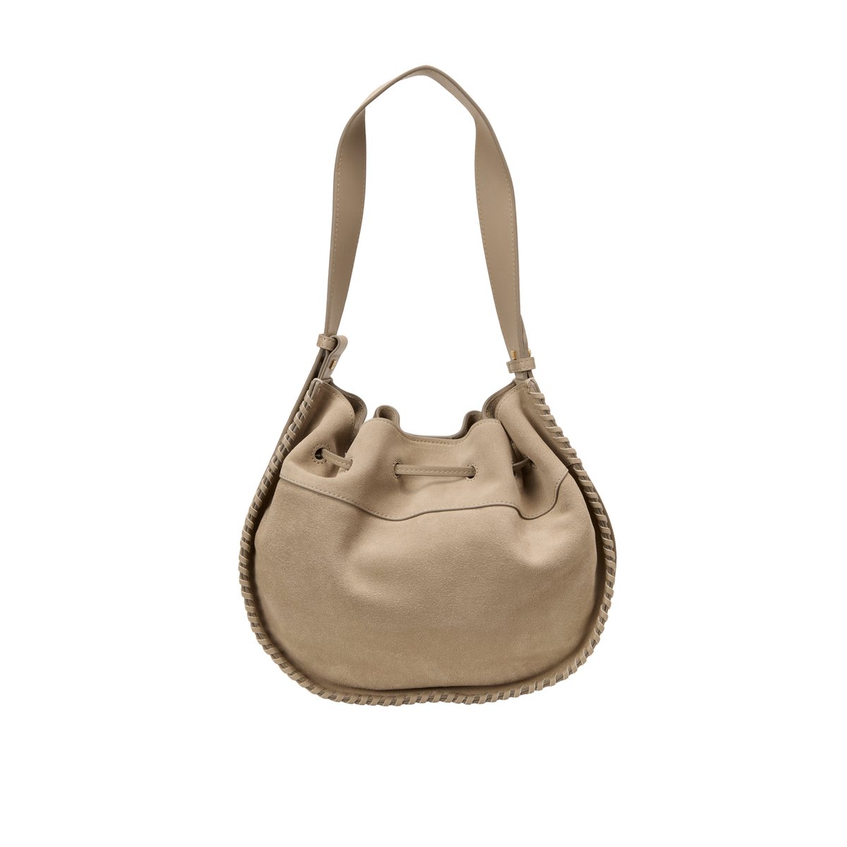 Sac à bandoulière en cuir velours doux marron clair, MARC O'POLO