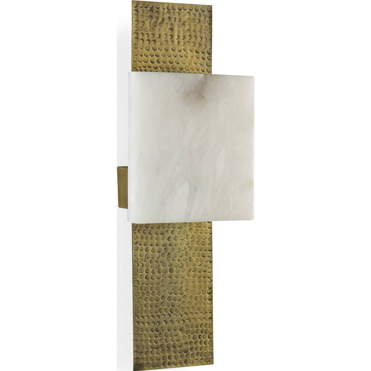 Applique murale en marbre et laiton rectangulaire blanc albâtre et laiton vieilli, RECOLLECTION