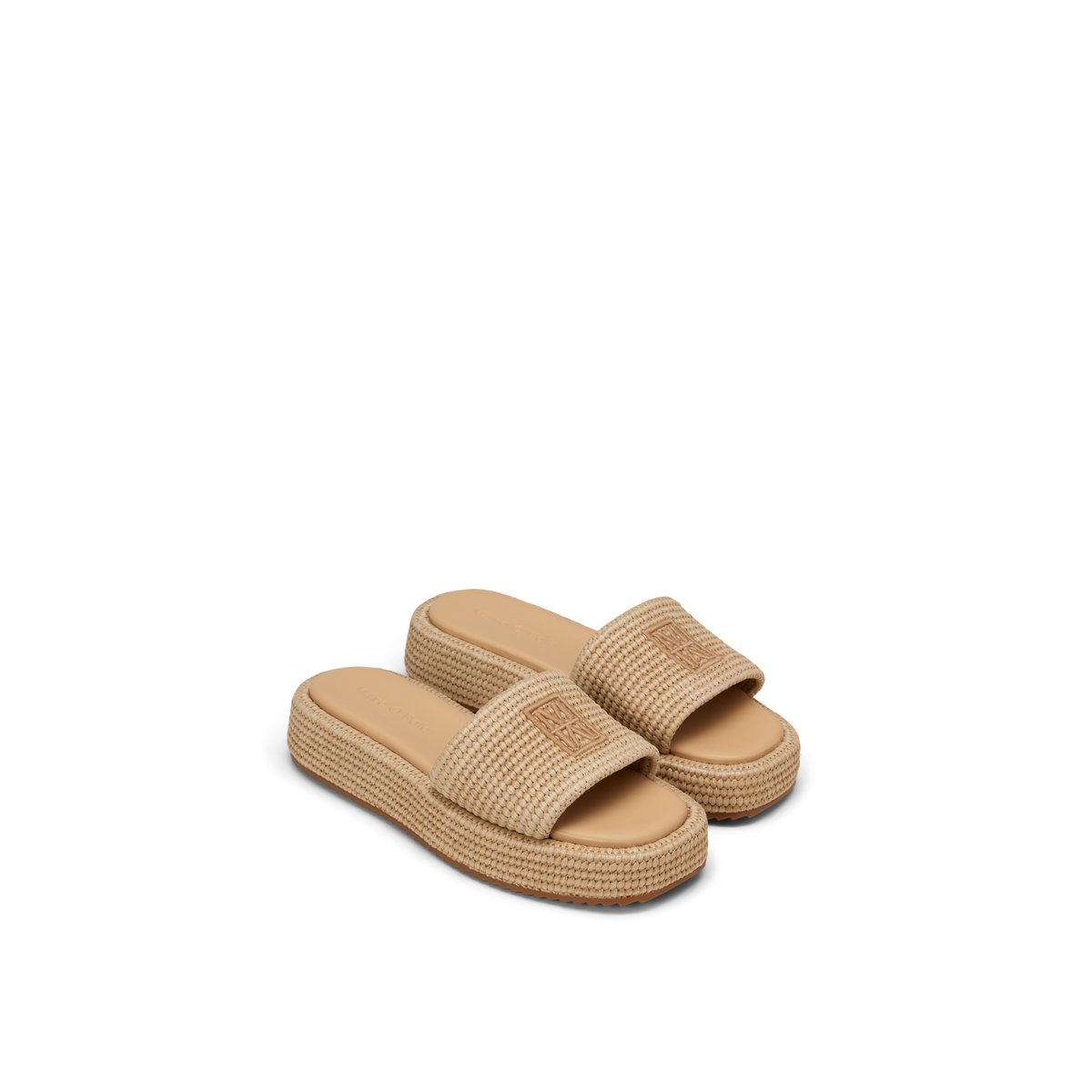 Glissières à plateau modèle Larissa en aspect raphia beige, MARC O'POLO