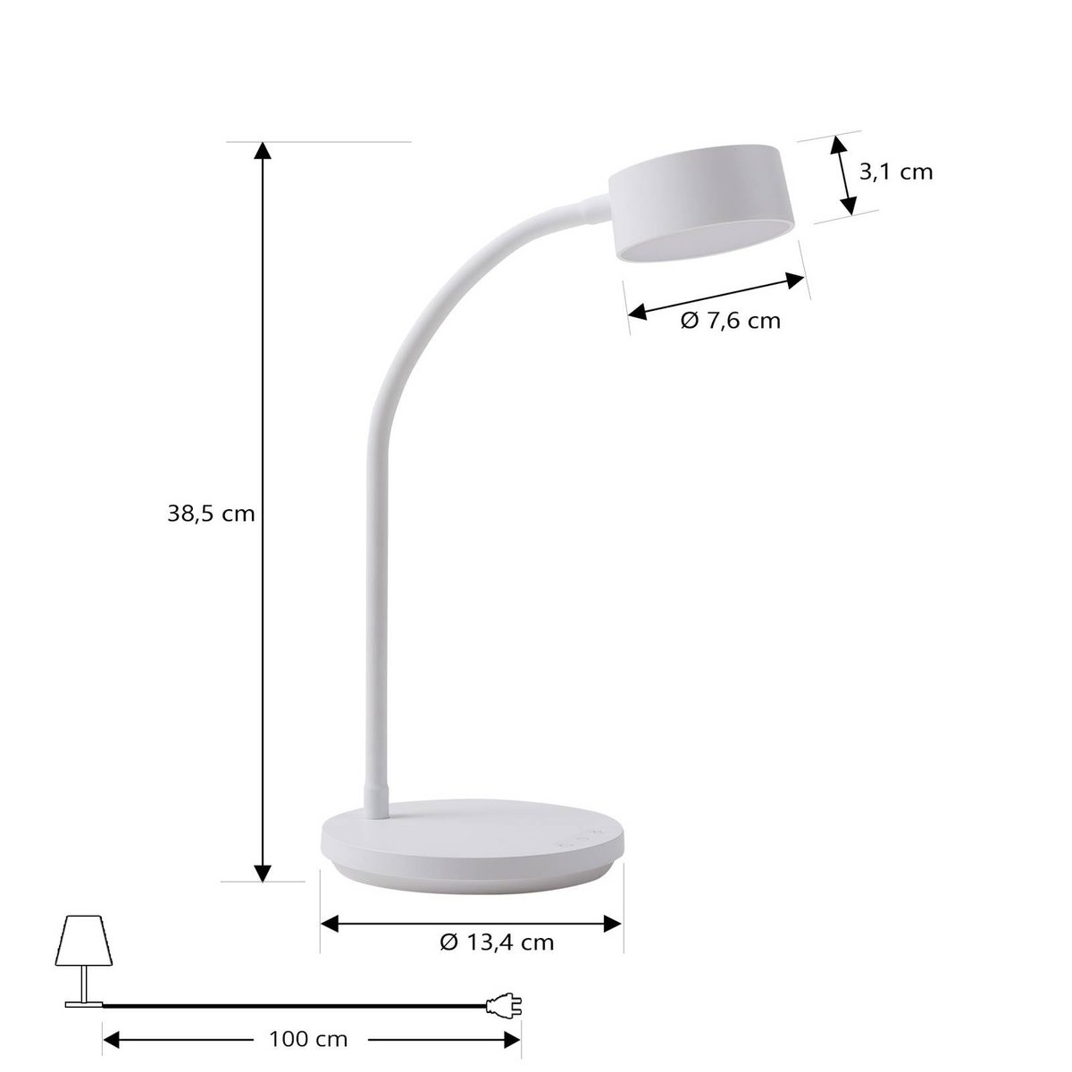 Lampe à poser en métal moderneLED, Maori blanc, LINDBY