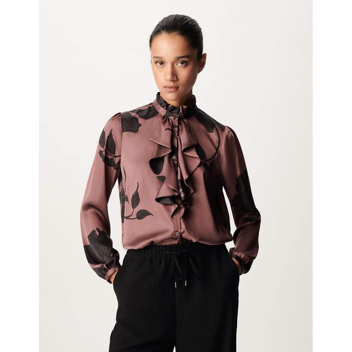 Blouse à manches longues imprimé floral caramel, IKKS