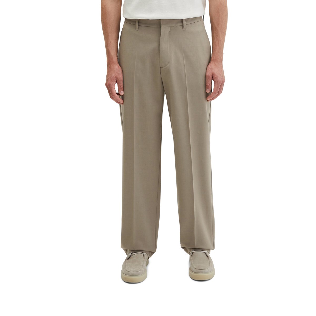 Pantalon modèle Mossbo Travel Collection en Technical Wool Blend léger marron, MARC O'POLO