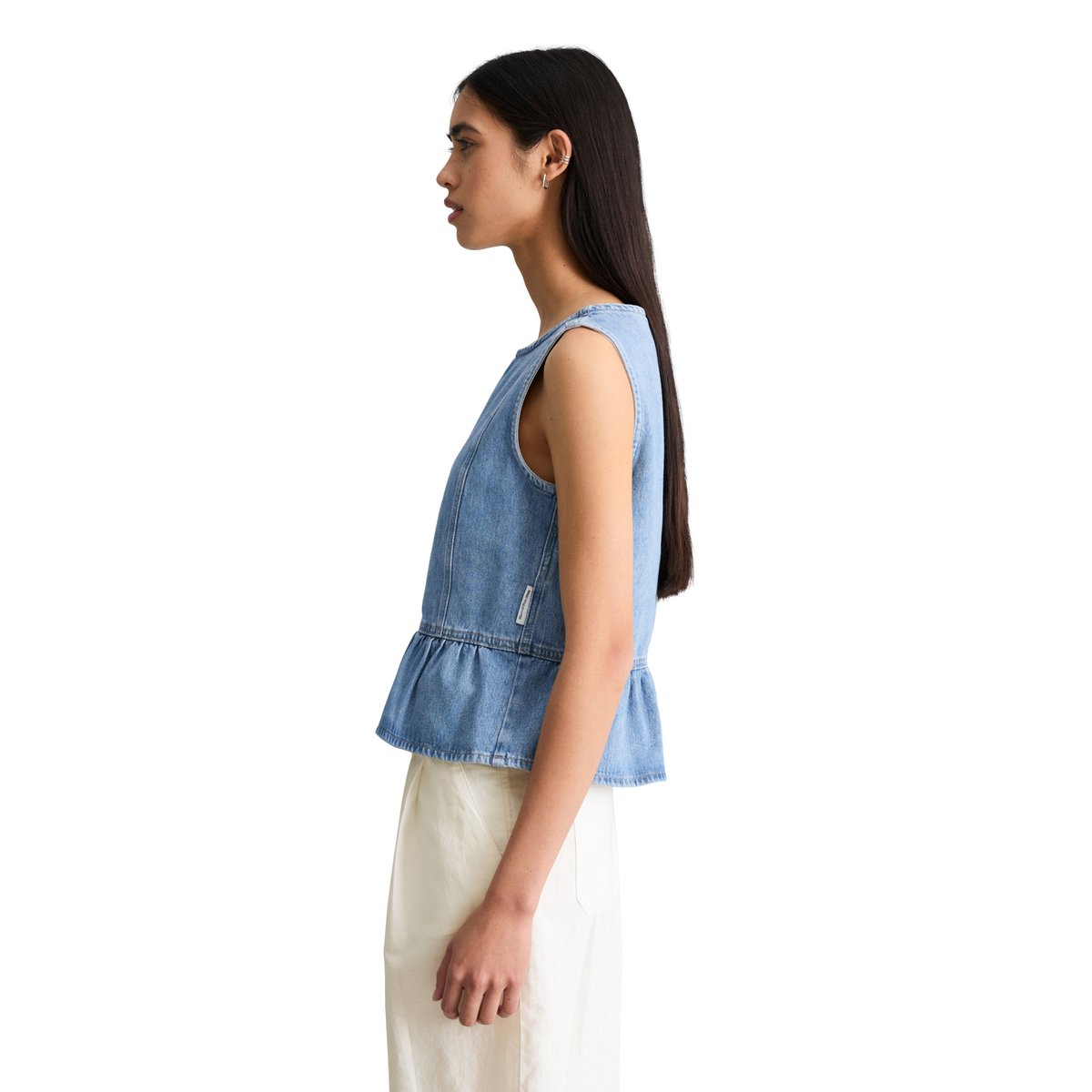 Blouse à volants en jean  Crayfish Capsule en pur coton organique bleu, MARC O’POLO DENIM