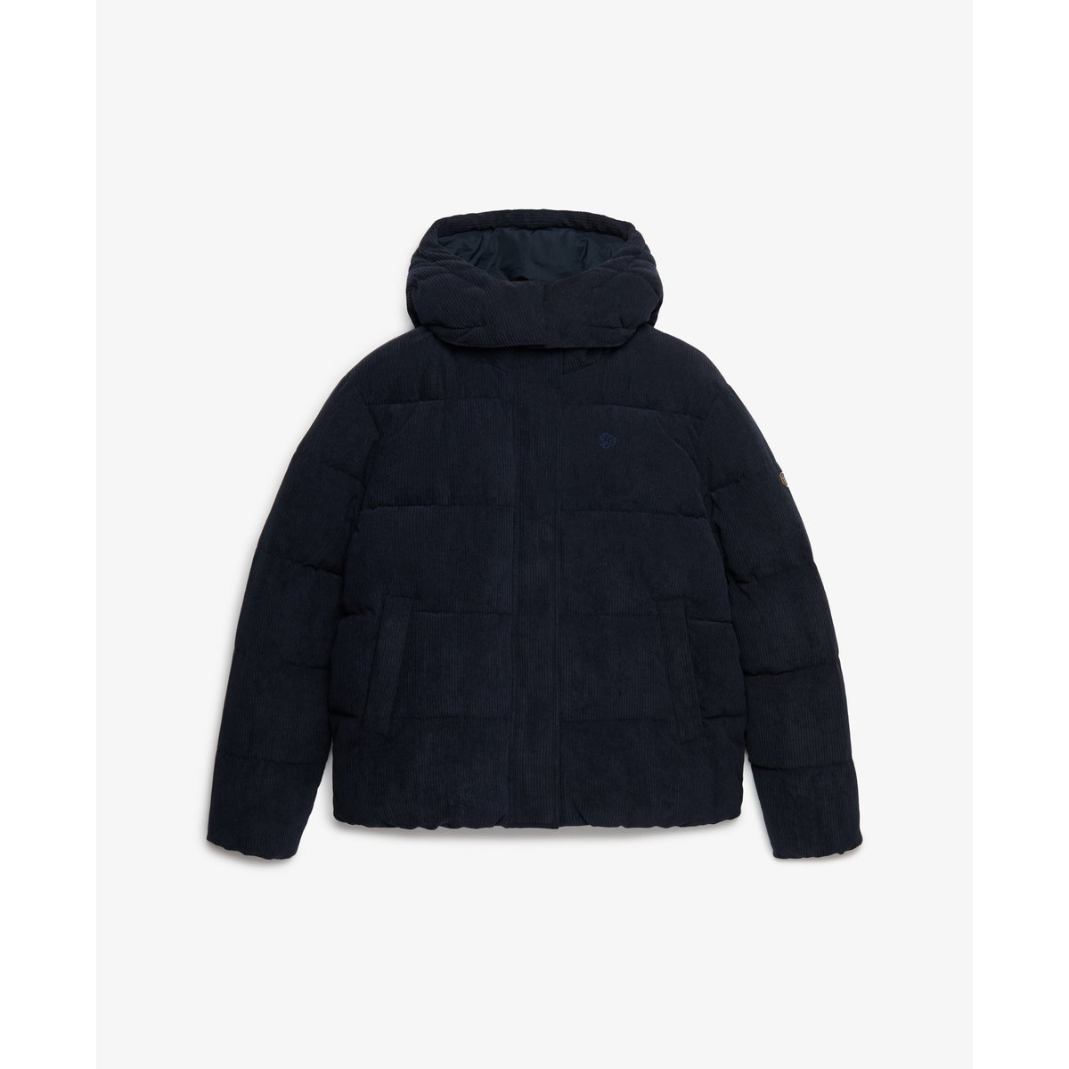 Doudoune à Capuche en Velours Premium bleu marine éclipse, SUPERDRY