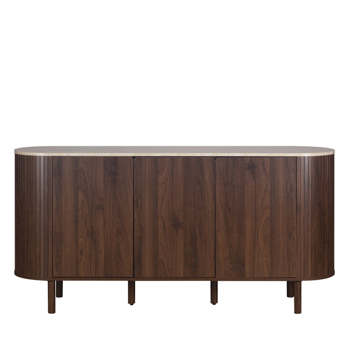 Buffet 3 portes en bois effet  travertin L 160 cm- ALMA bois foncé, DRAWER