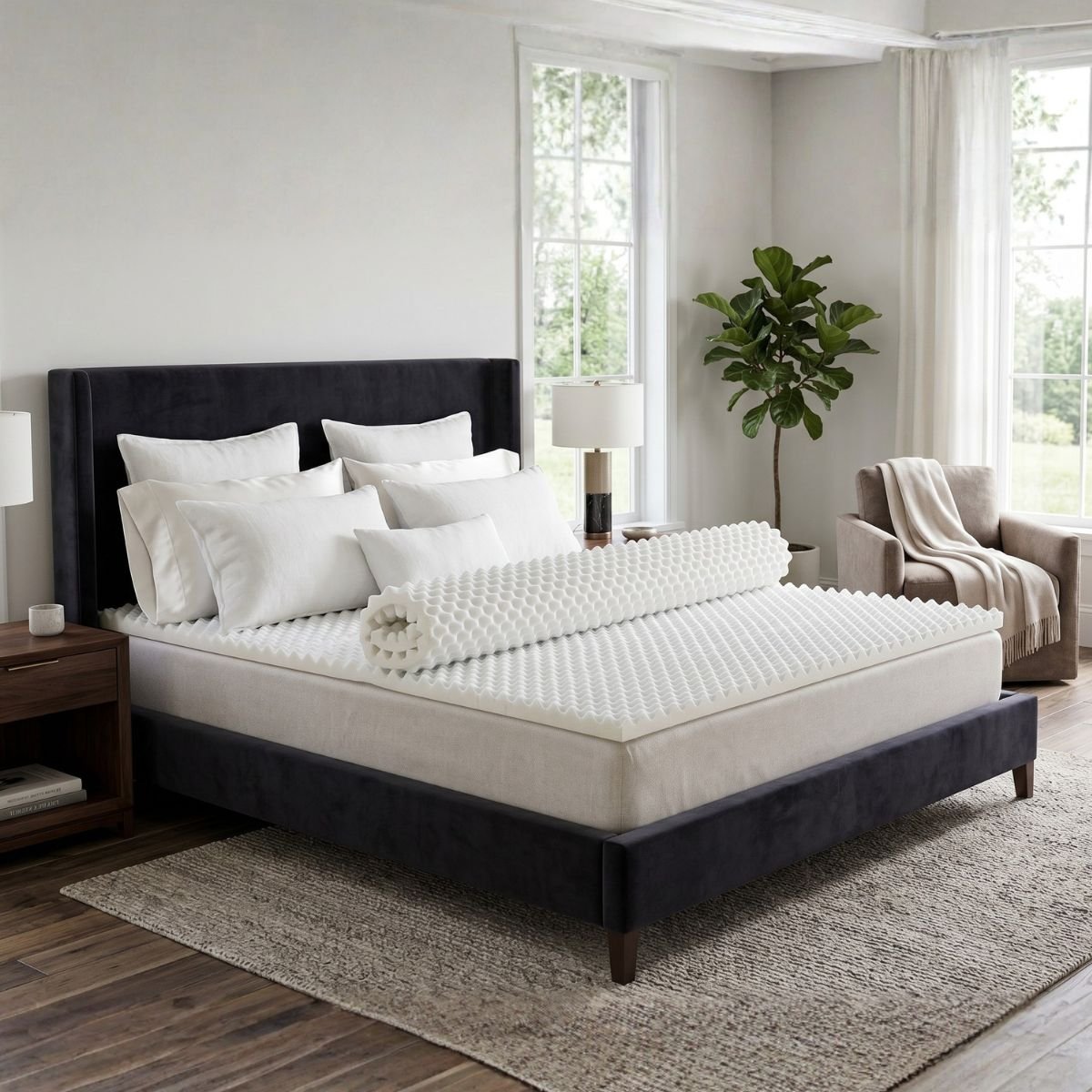 Surmatelas Mousse Nuage 90x190 cm Mémoire de forme & Zonage de confort blanc, BELLECOUR