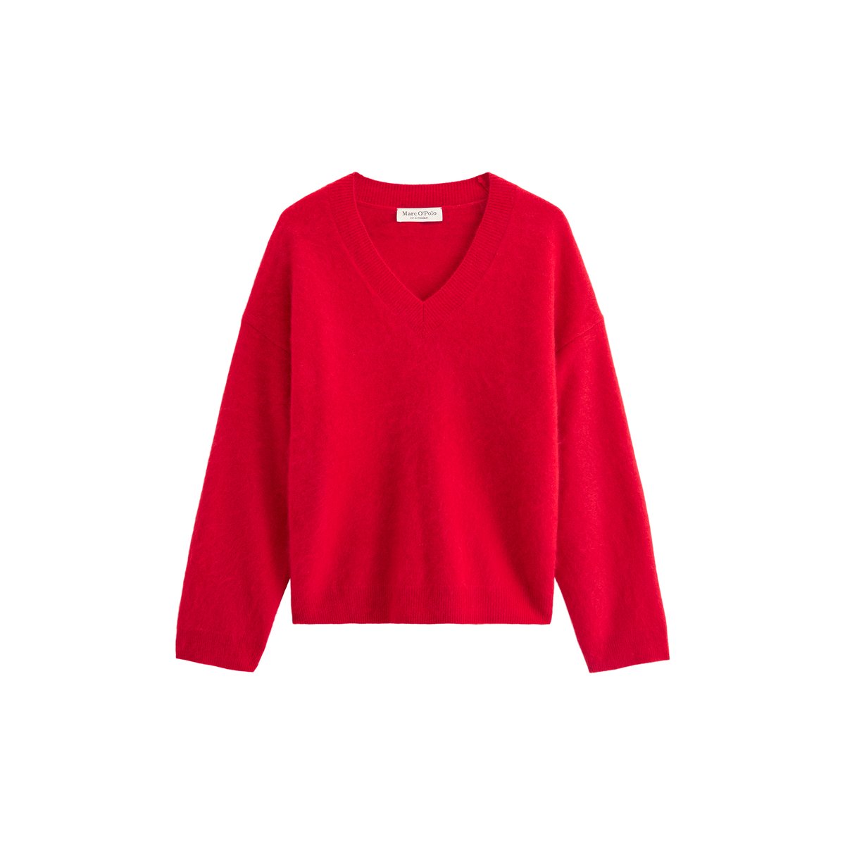 Pull en maille coupe classique en laine mérinos douce rouge, MARC O'POLO