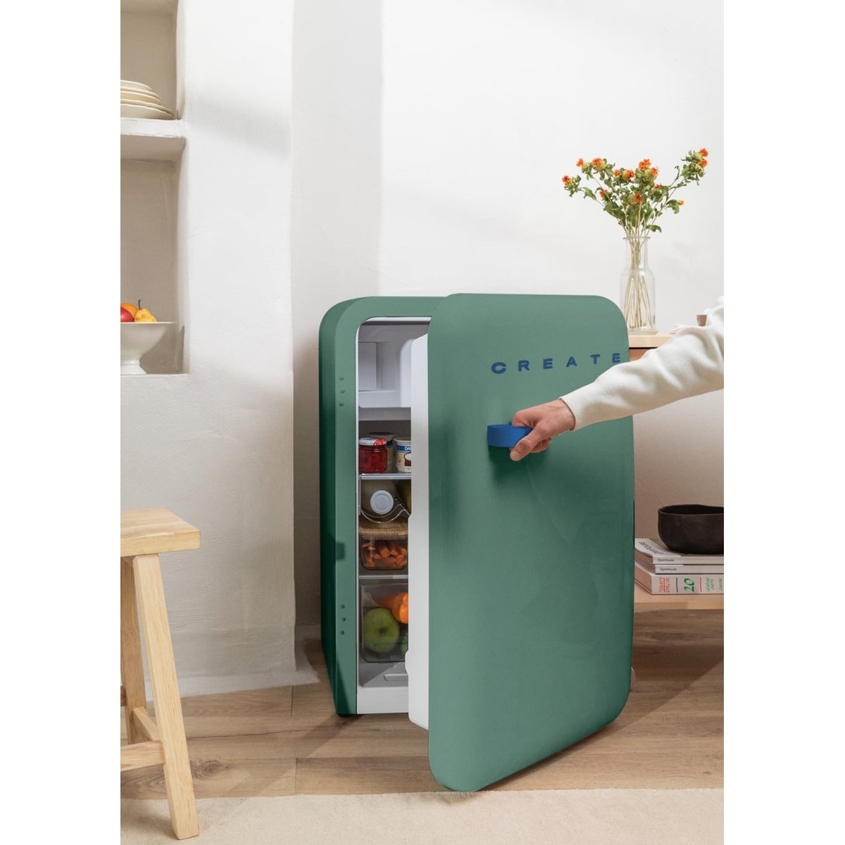 Réfrigérateur rétro FRIDGE RETRO 107L vert sauge/bleu cobalt, CREATE