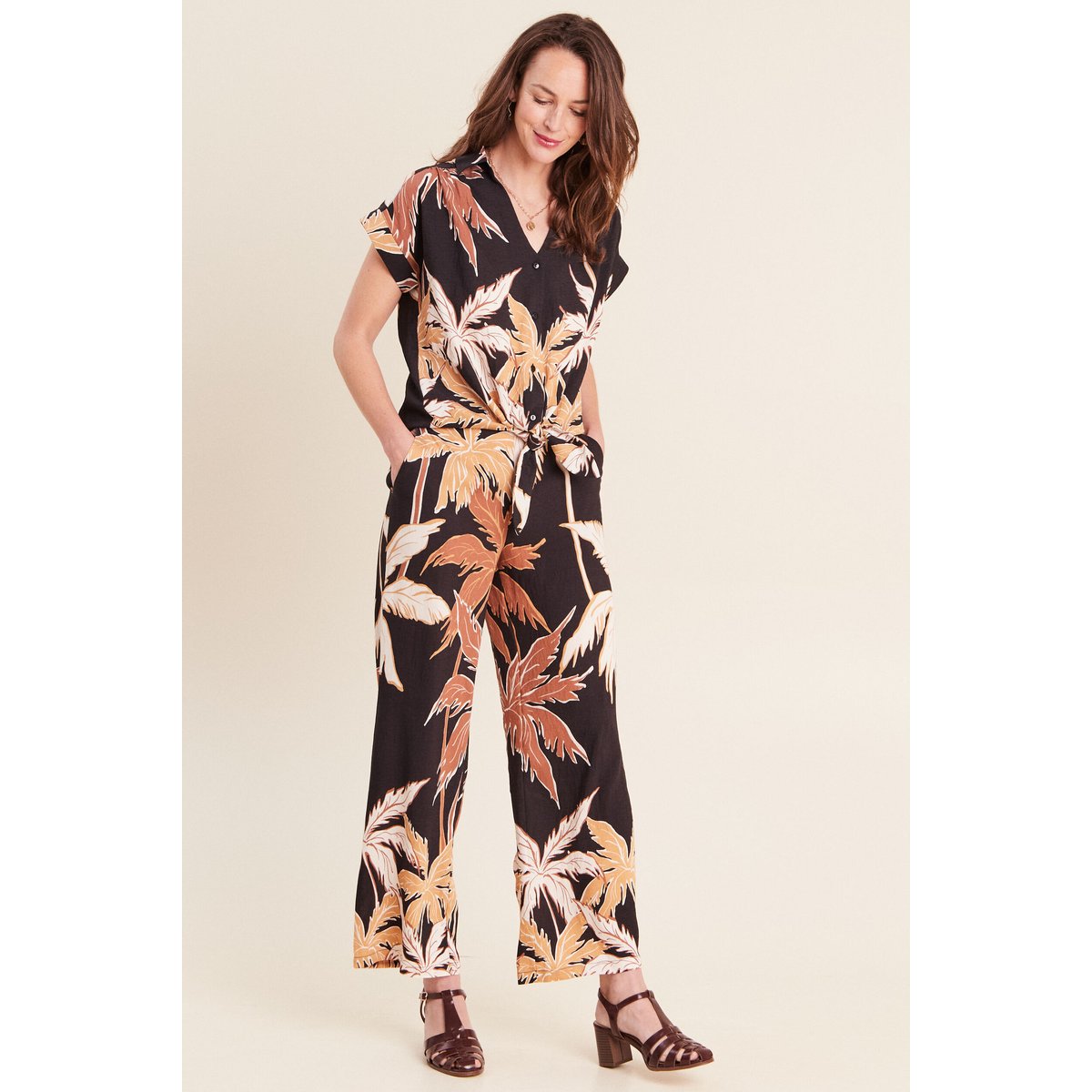 Pantalon large taille haute noir, BREAL