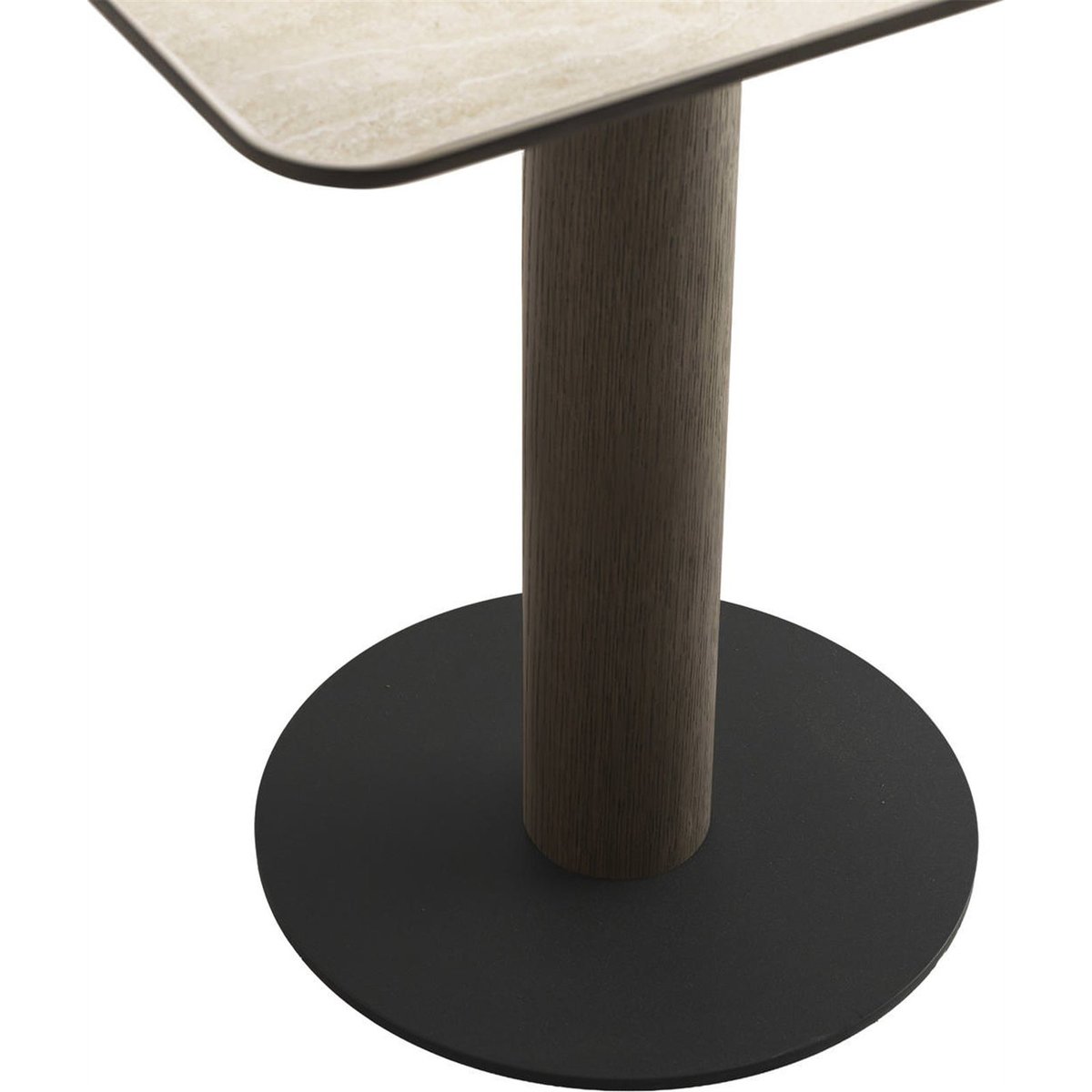 Table bistrot carrée en céramique, RITZ marron et beige avec base noire, RECOLLECTION