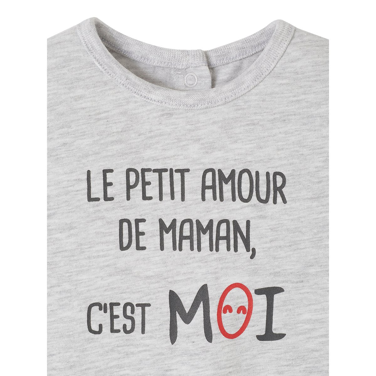 T-shirt à message bébé manches longues gris chiné, VERTBAUDET