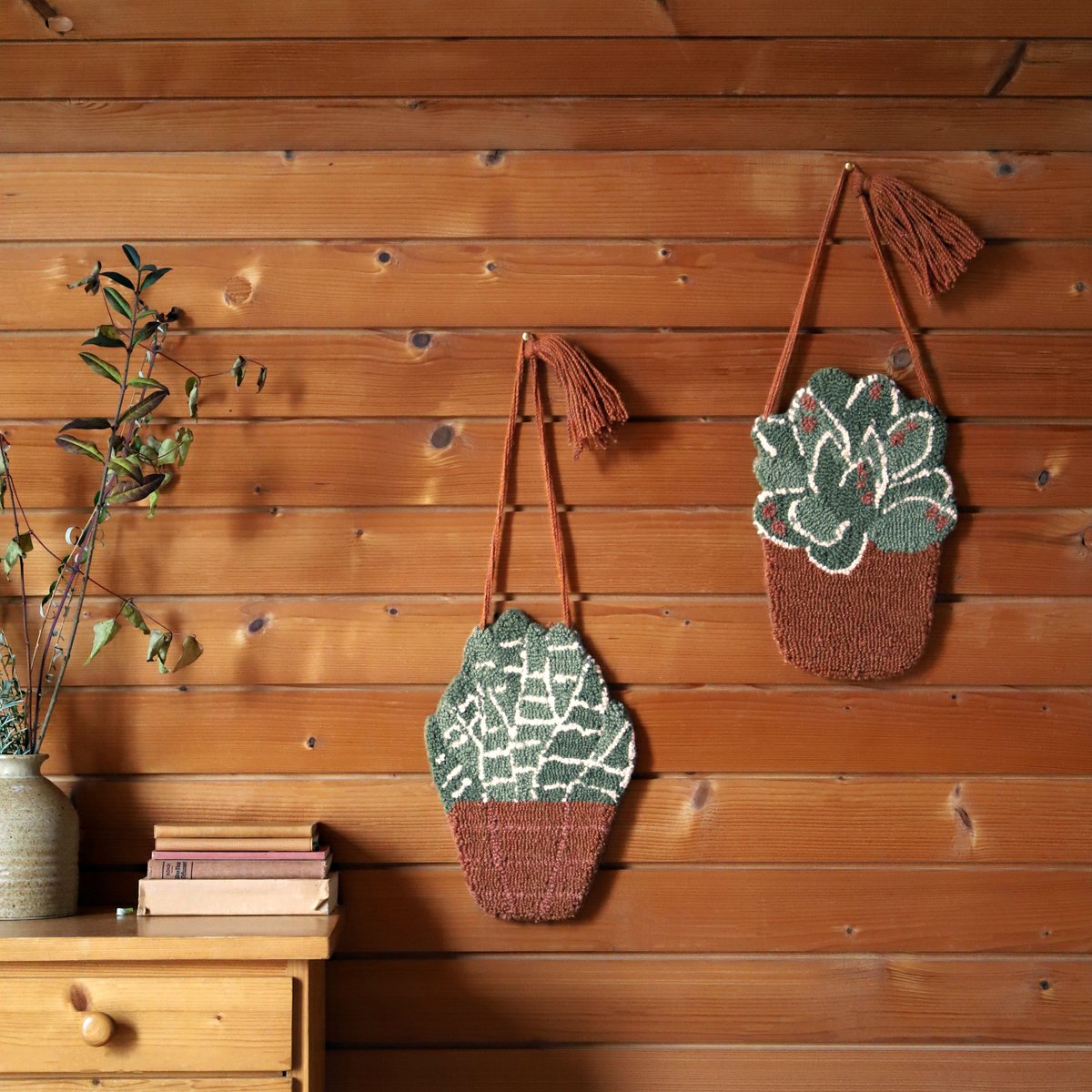Décoration murale enfant laine LITTLE ALOE marron & vert, NATTIOT