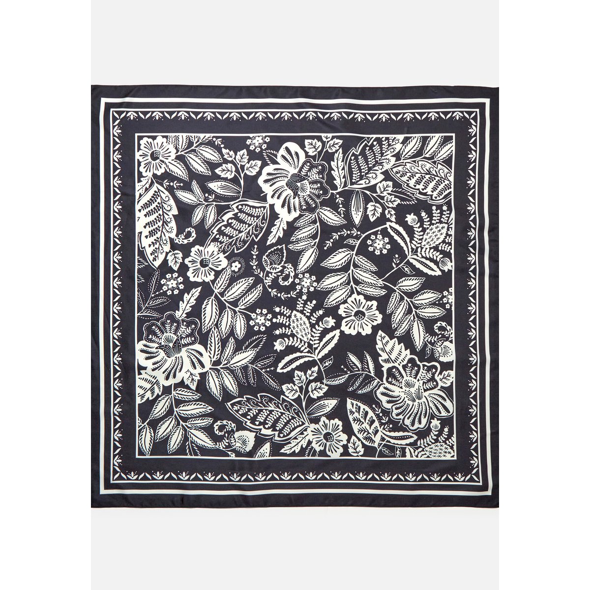 Foulard carré imprimé végétal noir feuillage, DAMART