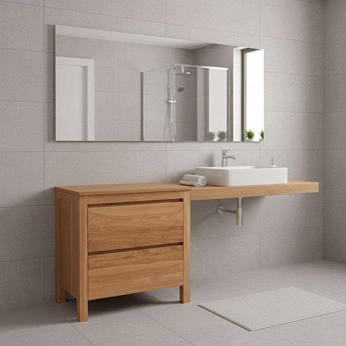 Meuble sous vasque en teck massif 80 cm - VAREDO naturel, WILDWATER