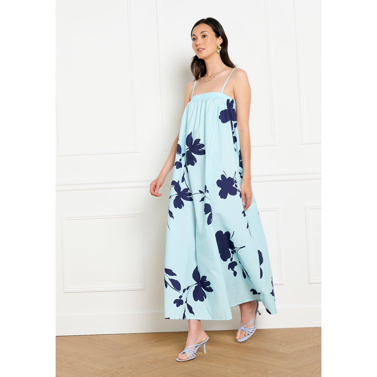 Robe longue fleurie bleu, LOLALIZA