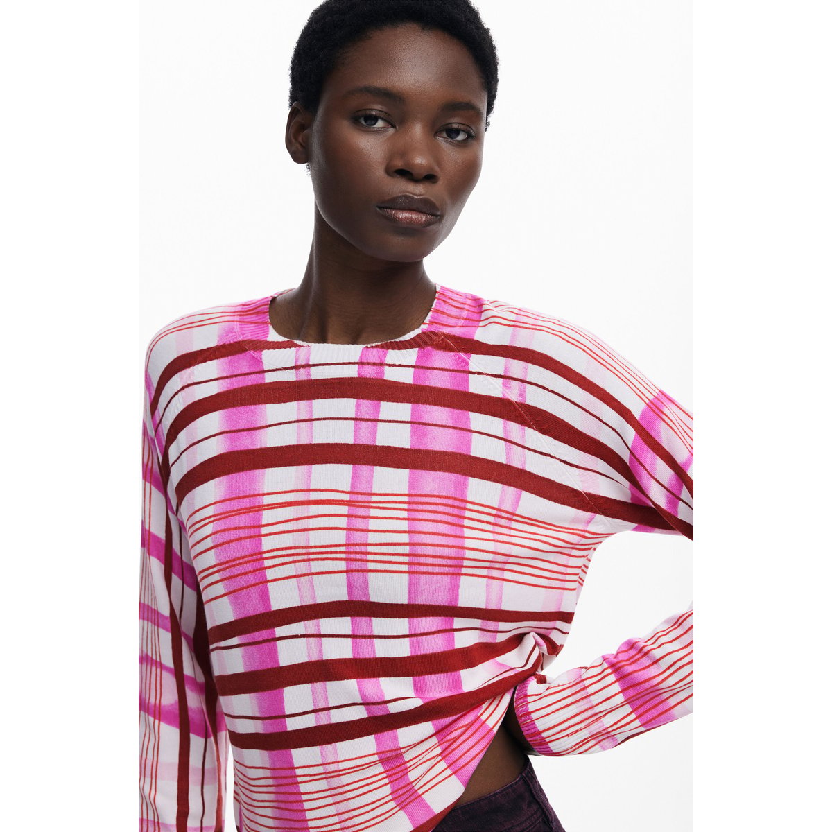 Pull à rayures mikado rouge, DESIGUAL