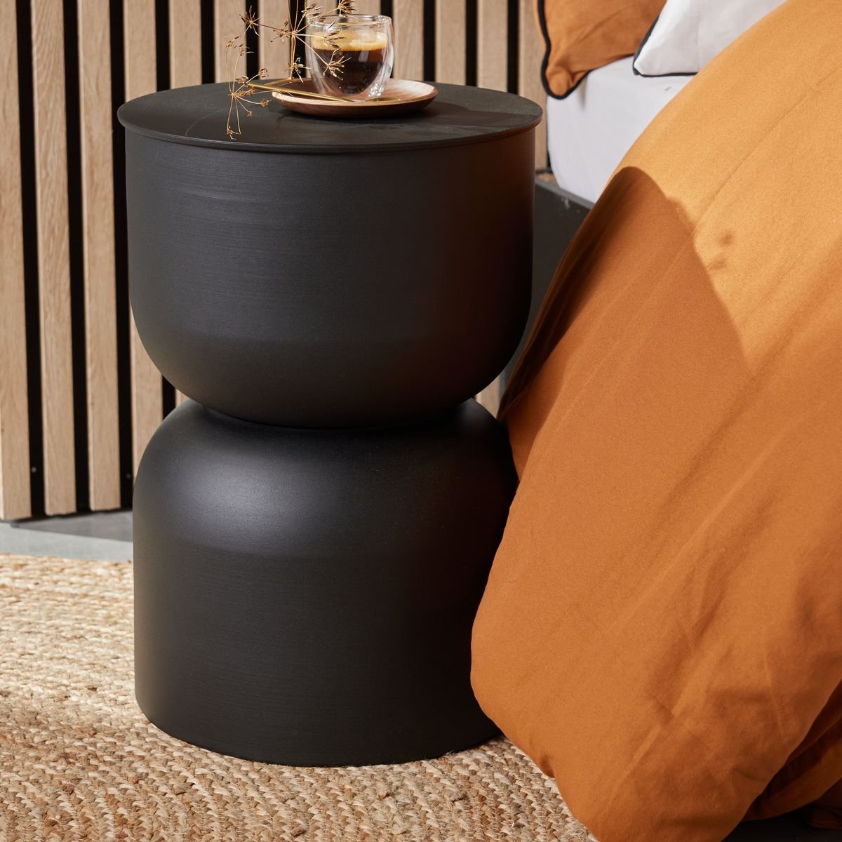 Table d'appoint rond en métal MOKA noir, FACTORY
